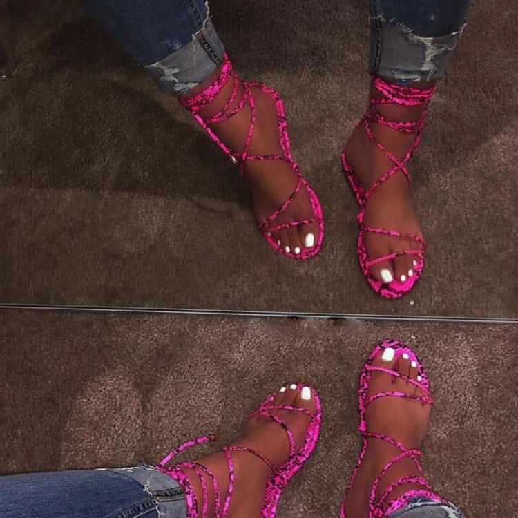 Pink snakeskin sandals hot sale